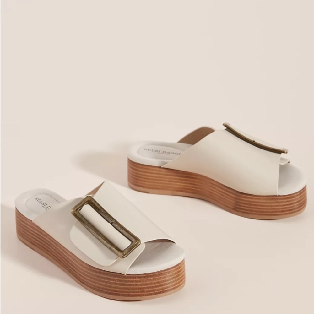Anthropologie Kelsi Dagger Brooklyn Dover Chunk Buckle Platform Sandals - Picture 3 of 12